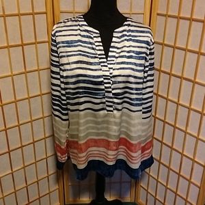 Chico's Striped Loose Fit Blouse Size 3
